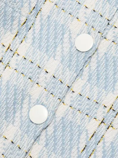 Toccin Women's Sophia Plaid Tweed Button-Front Minidress - Sky Blue Multi | Thumbnail 7 Toccin Women's Sophia Plaid Tweed Button-Front Minidress - Sky Blue Multi | Thumbnail 7