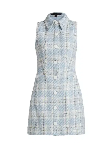 Toccin Women's Sophia Plaid Tweed Button-Front Minidress - Sky Blue Multi | Thumbnail 1 Toccin Women's Sophia Plaid Tweed Button-Front Minidress - Sky Blue Multi | Thumbnail 1