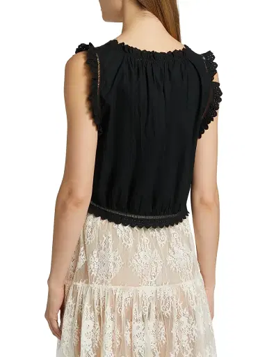 DÔEN Women's Traveler Eyelet Top - Black | Thumbnail 5