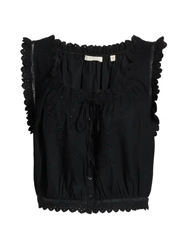 DÔEN Women's Traveler Eyelet Top - Black