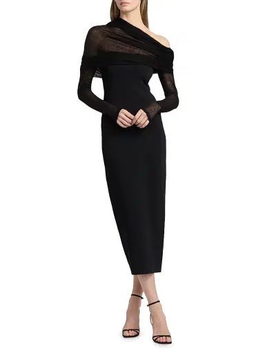 Altuzarra Women's Meyer Mesh One-Shoulder Midi-Dress - Black | Thumbnail 2 Altuzarra Women's Meyer Mesh One-Shoulder Midi-Dress - Black | Thumbnail 2