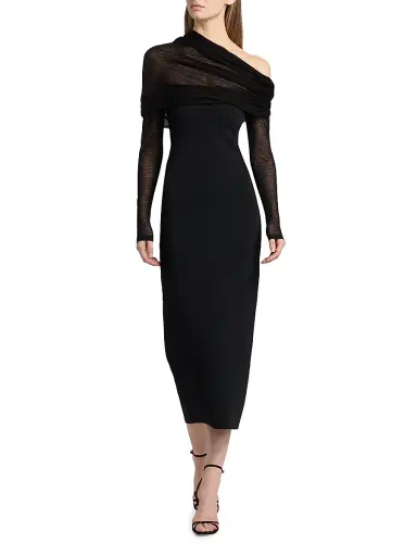 Altuzarra Women's Meyer Mesh One-Shoulder Midi-Dress - Black | Thumbnail 3 Altuzarra Women's Meyer Mesh One-Shoulder Midi-Dress - Black | Thumbnail 3