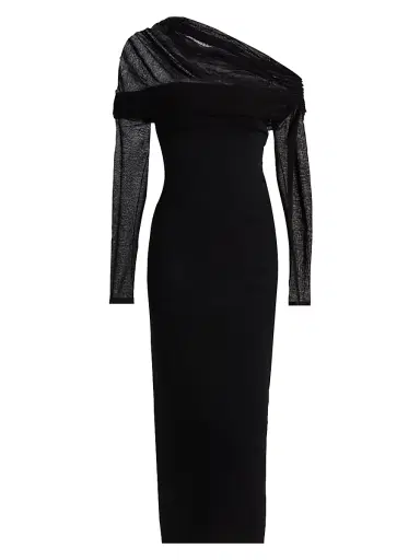 Altuzarra Women's Meyer Mesh One-Shoulder Midi-Dress - Black | Thumbnail 1 Altuzarra Women's Meyer Mesh One-Shoulder Midi-Dress - Black | Thumbnail 1