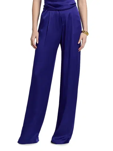 Lapointe Women's Satin Relaxed Pleated Pants - Indigo - Size 14 | Thumbnail 3 Lapointe Women's Satin Relaxed Pleated Pants - Indigo - Size 14 | Thumbnail 3