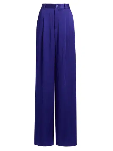 Lapointe Women's Satin Relaxed Pleated Pants - Indigo - Size 14 | Thumbnail 1 Lapointe Women's Satin Relaxed Pleated Pants - Indigo - Size 14 | Thumbnail 1