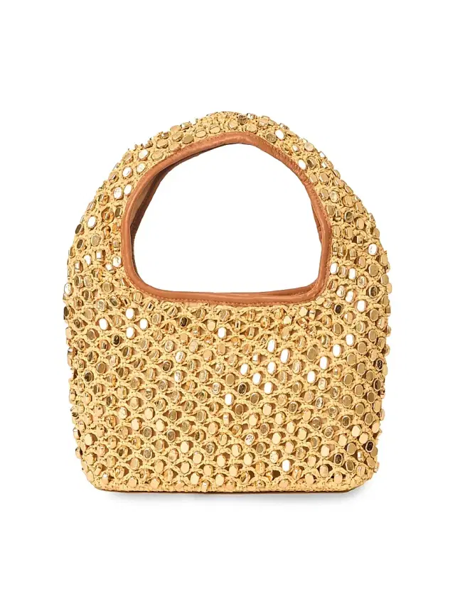 BTB Los Angeles Women's Vita Studded Raffia Hobo Bag - Natural Gold