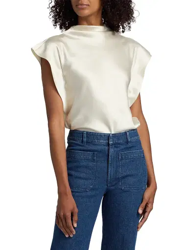 TANYA TAYLOR Women's Adrien Satin Crepe Top | Thumbnail 3 TANYA TAYLOR Women's Adrien Satin Crepe Top | Thumbnail 3