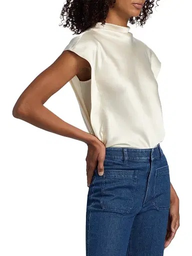 TANYA TAYLOR Women's Adrien Satin Crepe Top | Thumbnail 4 TANYA TAYLOR Women's Adrien Satin Crepe Top | Thumbnail 4