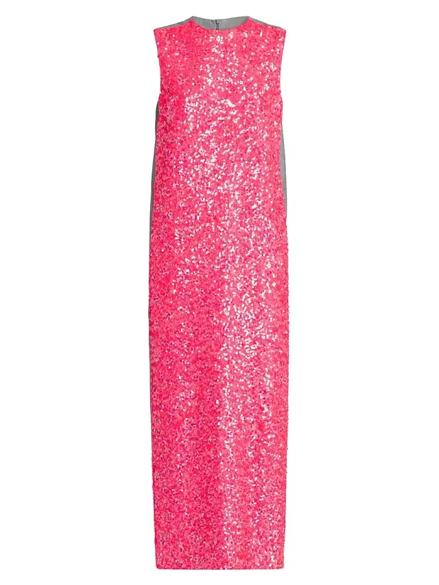MOSCHINO Women's Sequined Mix Media Maxi Dress - Multi Fucsia