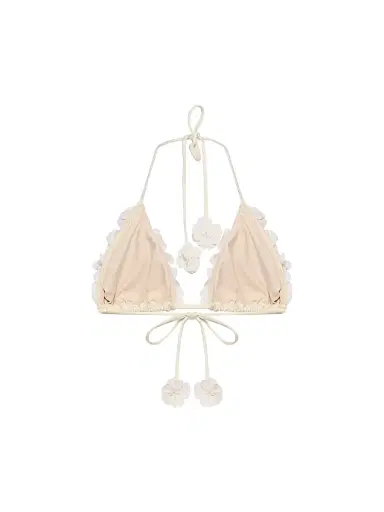 PatBo Women's Sunstone Flower Appliqué Bikini Top - Off White - Size Medium | Thumbnail 2