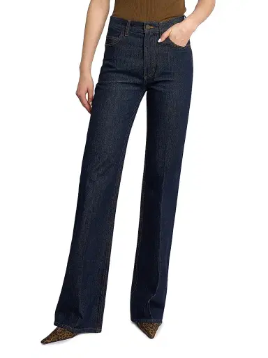 Saint Laurent Women's 70's High-Rise Jeans - Dark Night Blue Rinse | Thumbnail 4