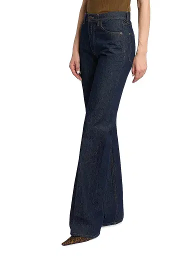 Saint Laurent Women's 70's High-Rise Jeans - Dark Night Blue Rinse | Thumbnail 5