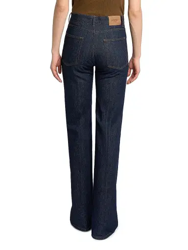 Saint Laurent Women's 70's High-Rise Jeans - Dark Night Blue Rinse | Thumbnail 6