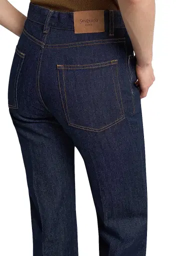 Saint Laurent Women's 70's High-Rise Jeans - Dark Night Blue Rinse | Thumbnail 7