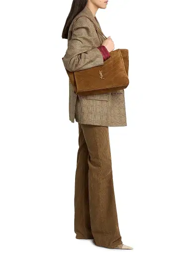Saint Laurent Women's Niki Shopping Bag in Suede - Caramel Cognac | Thumbnail 2