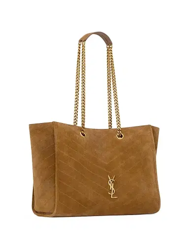 Saint Laurent Women's Niki Shopping Bag in Suede - Caramel Cognac | Thumbnail 4