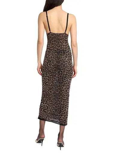 Saint Laurent Women's Slip Dress in Leopard Tulle - Leopard | Thumbnail 5
