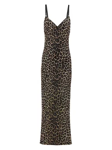 Saint Laurent Women's Slip Dress in Leopard Tulle - Leopard | Thumbnail 1