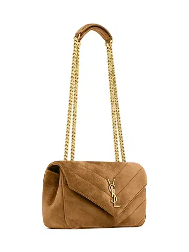Saint Laurent Women's Loulou Small in Matelassé Suede Shoulder Bag - Caramel Cognac | Thumbnail 5