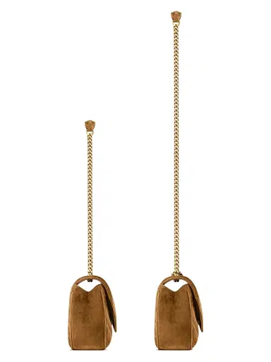 Saint Laurent Women's Loulou Small in Matelassé Suede Shoulder Bag - Caramel Cognac | Thumbnail 6
