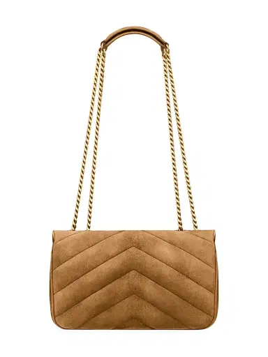 Saint Laurent Women's Loulou Small in Matelassé Suede Shoulder Bag - Caramel Cognac | Thumbnail 7