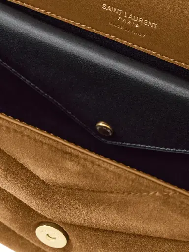 Saint Laurent Women's Loulou Small in Matelassé Suede Shoulder Bag - Caramel Cognac | Thumbnail 8