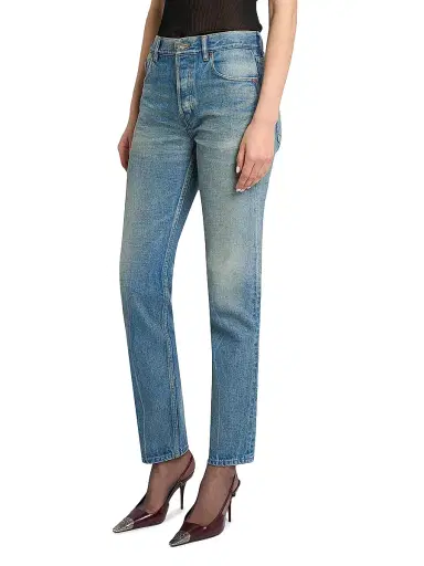 Saint Laurent Women's Clyde High-Rise Straight Jeans - North Medium Blue | Thumbnail 5