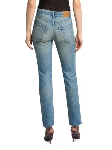 Saint Laurent Women's Clyde High-Rise Straight Jeans - North Medium Blue | Thumbnail 6