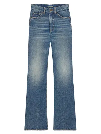 Saint Laurent Women's Clyde High-Rise Straight Jeans - North Medium Blue | Thumbnail 1