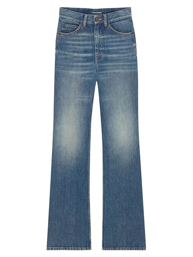 Saint Laurent Women's Clyde High-Rise Straight Jeans - North Medium Blue