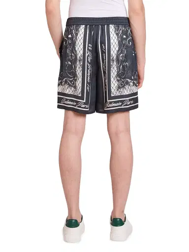 Balmain Men's Foulard Satin Pajama Shorts - Gris Fonce Blanc | Thumbnail 5 Balmain Men's Foulard Satin Pajama Shorts - Gris Fonce Blanc | Thumbnail 5