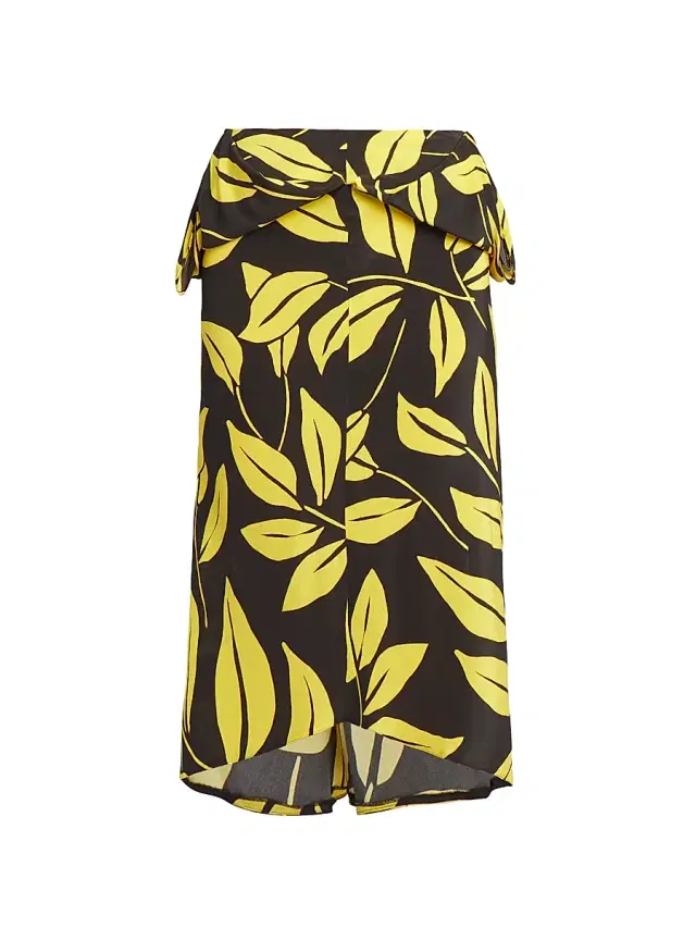 Meryll Rogge Women's Silk Deconstructed Palm Midi-Skirt - Yellow Black