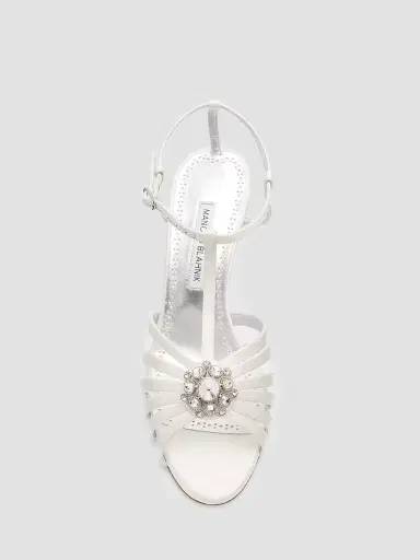 Manolo Blahnik Women's Fulcon Embellished Strappy Sandals - White | Thumbnail 5 Manolo Blahnik Women's Fulcon Embellished Strappy Sandals - White | Thumbnail 5