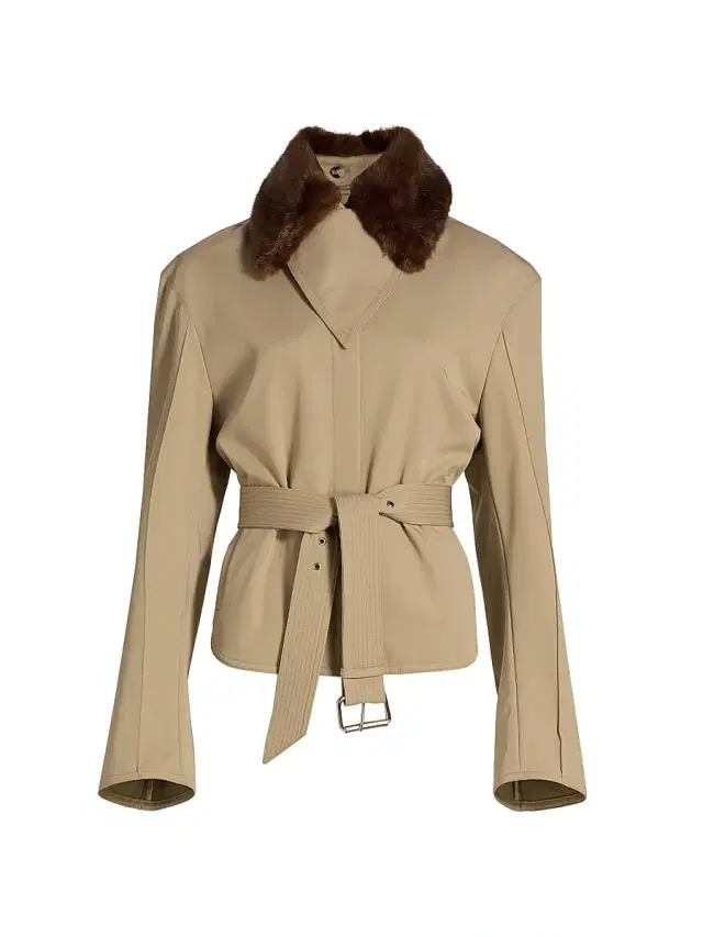 Nanushka Women's Grow Henka Faux Fur-Trim Shirt Jacket - Beige Brown