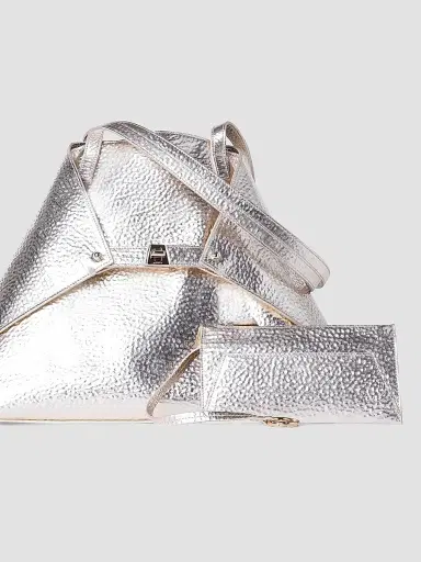 Akris Women's Medium Ai Metallic Leather Shoulder Bag - Stucco Metallic | Thumbnail 3