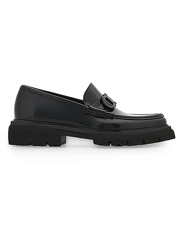 FERRAGAMO Men's Patent Leather Lug-Sole Loafers - Nero