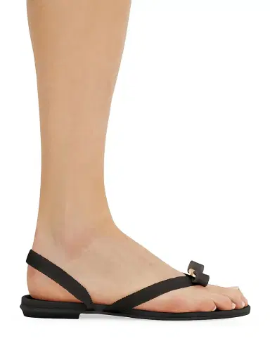 Ferragamo Women's Jealsa Grosgrain-Effect Flat Sandals - Nero - Size 11 | Thumbnail 3