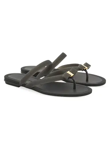 Ferragamo Women's Jealsa Grosgrain-Effect Flat Sandals - Nero - Size 11 | Thumbnail 4