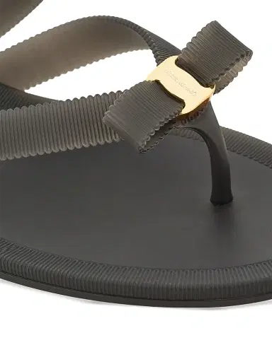 Ferragamo Women's Jealsa Grosgrain-Effect Flat Sandals - Nero - Size 11 | Thumbnail 7