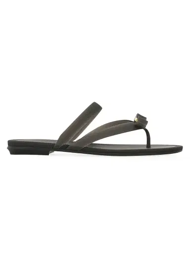 Ferragamo Women's Jealsa Grosgrain-Effect Flat Sandals - Nero - Size 11 | Thumbnail 1