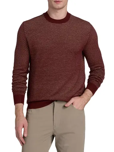 Emporio Armani Men's Dash Wool Sweater - Solid Dark Red - Size Medium | Thumbnail 3