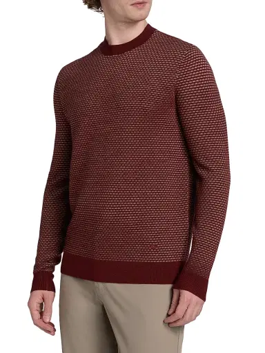 Emporio Armani Men's Dash Wool Sweater - Solid Dark Red - Size Medium | Thumbnail 4