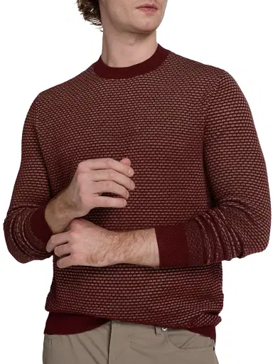 Emporio Armani Men's Dash Wool Sweater - Solid Dark Red - Size Medium | Thumbnail 6