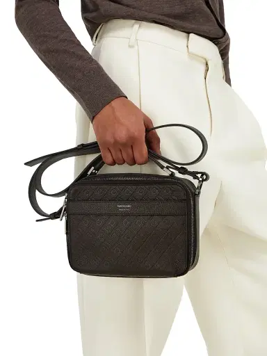 Ferragamo Men's Embossed Leather Shoulder Bag | Thumbnail 2