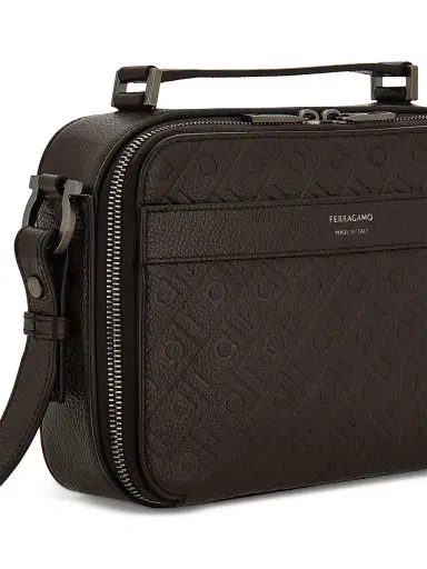 Ferragamo Men's Embossed Leather Shoulder Bag | Thumbnail 8