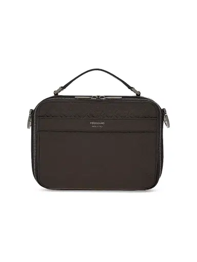 Ferragamo Men's Embossed Leather Shoulder Bag | Thumbnail 1