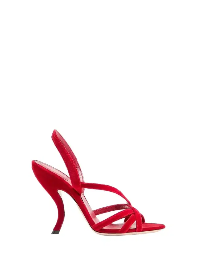 Valentino Garavani Women's Fetishique Velvet 105MM Sandals - Rosso Valentino