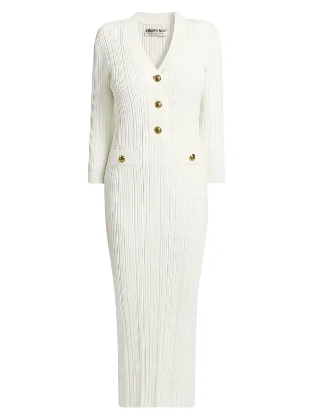 Chiara Boni La Petite Robe Women's Nuj Pepper Rib-Knit Midi-Dress - Bianco