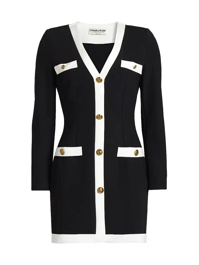 Chiara Boni La Petite Robe Women's Toluke Bic Button-Front Minidress - Black White