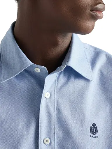 Prada Men's Cotton Shirt - Blue | Thumbnail 6 Prada Men's Cotton Shirt - Blue | Thumbnail 6
